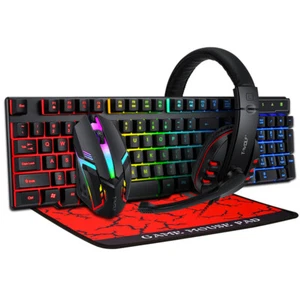 TF800 4-In-1 Set Tastatur Wired Gaming Keyboard Maus Set USB LED für Computer - Bild 1 von 12