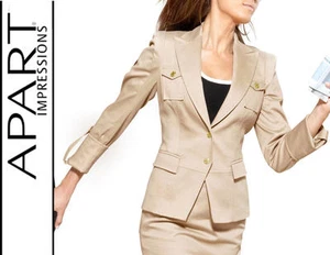 NEU WOW BUSINESS + CITY KOSTÜM 2tlg BLAZER + STIFTROCK 32 34 APART beige *283482 - Picture 1 of 11