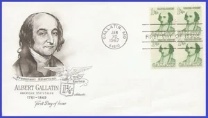 USA5 #1279 U/A ARTMASTER FDC BL4 Albert Gallatin - Bild 1 von 1