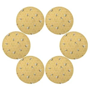 Set of 6 Round Placemats Cute Animal Bee Pattern Place Mats Washable Heat Res... - Picture 1 of 7