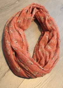 Ann Taylor LOFT Infinity Loop Accent Neck Scarf Peach Cream Floral Flowers 72x28 - Picture 1 of 17