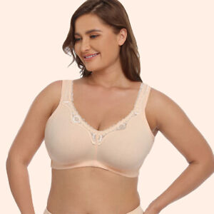 UK Ladies Plus Size Bra Cotton Non Wired Non Padded Rich Full Firm Support Bra