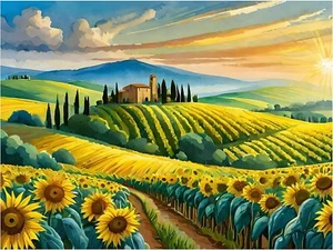 Mural Azulejo Escena Toscana Girasol Italiano Campo Paisaje Cocina Salpicadero - Imagen 1 de 16
