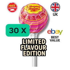 30x Chupa chups lollies RASPBERRY flavour standard⏳LIMITED FLAVOUR EDITION ⏳ - Picture 1 of 1