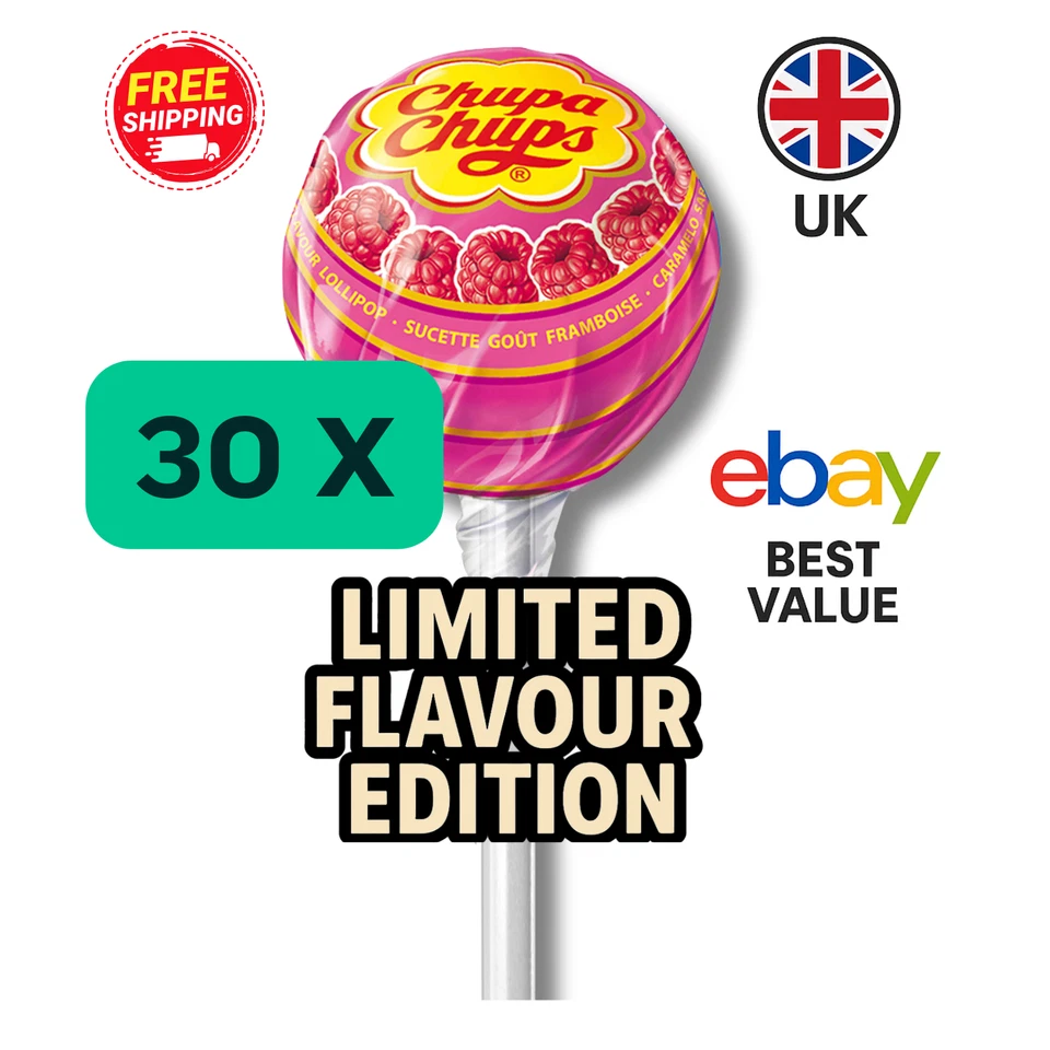 30x Chupa chups lollies RASPBERRY flavour standard⏳LIMITED FLAVOUR EDITION ⏳ - Image 1 of 1