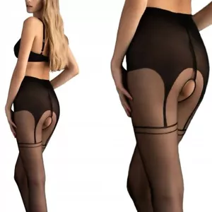 FIORE DELIGHT Ouvert Damen Strumpfhose mit offenem Schritt Strapsoptik 20 Den - Bild 1 von 8