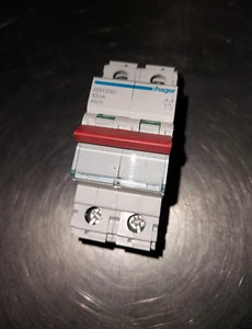 1x Pre-owned HAGER 100A SBR290 MAIN SWITCH DISCONNECTOR 2 POLE MCB 400V - Picture 1 of 4