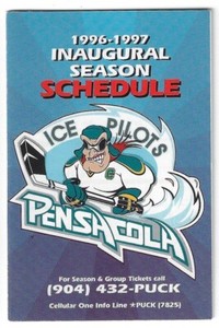 1996-97 Pensacola Ice Pilots ECHL Hockey Schedule !!! J.C. Bradford & Co.