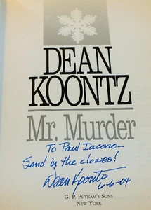 Dean Koontz SIGNED Mr. Murder TRUE 1st Edition, 1st Printing 1993 PUTNAM - Picture 1 of 6