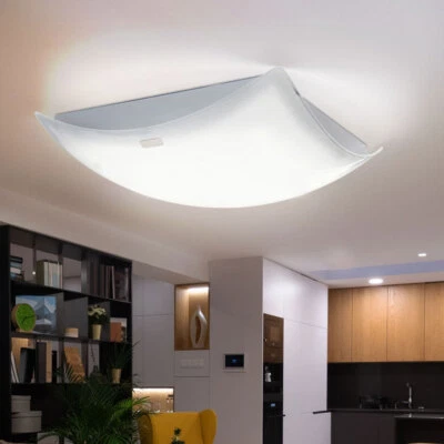 Plafoniera Lampada da Soggiorno Vetro Kristallle Bianco LED L 34 CM - Immagine 1 di 4