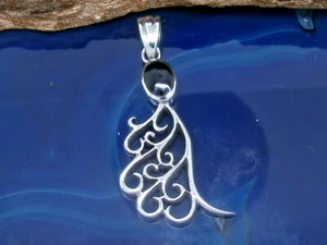Decorazione Rimorchio 925 Argento Pietra Nero Onice Donna - Foto 1 di 2