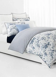 RALPH LAUREN Annie Floral Reversible Duvet Covet 3 Pc Set King $470 Cotton Blue - Picture 1 of 4