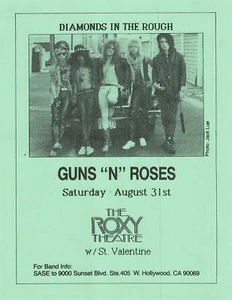 Folleto de concierto Guns N' Roses 31 de agosto de 1986 The Roxy Theatre St Valen... - Imagen 1 de 1