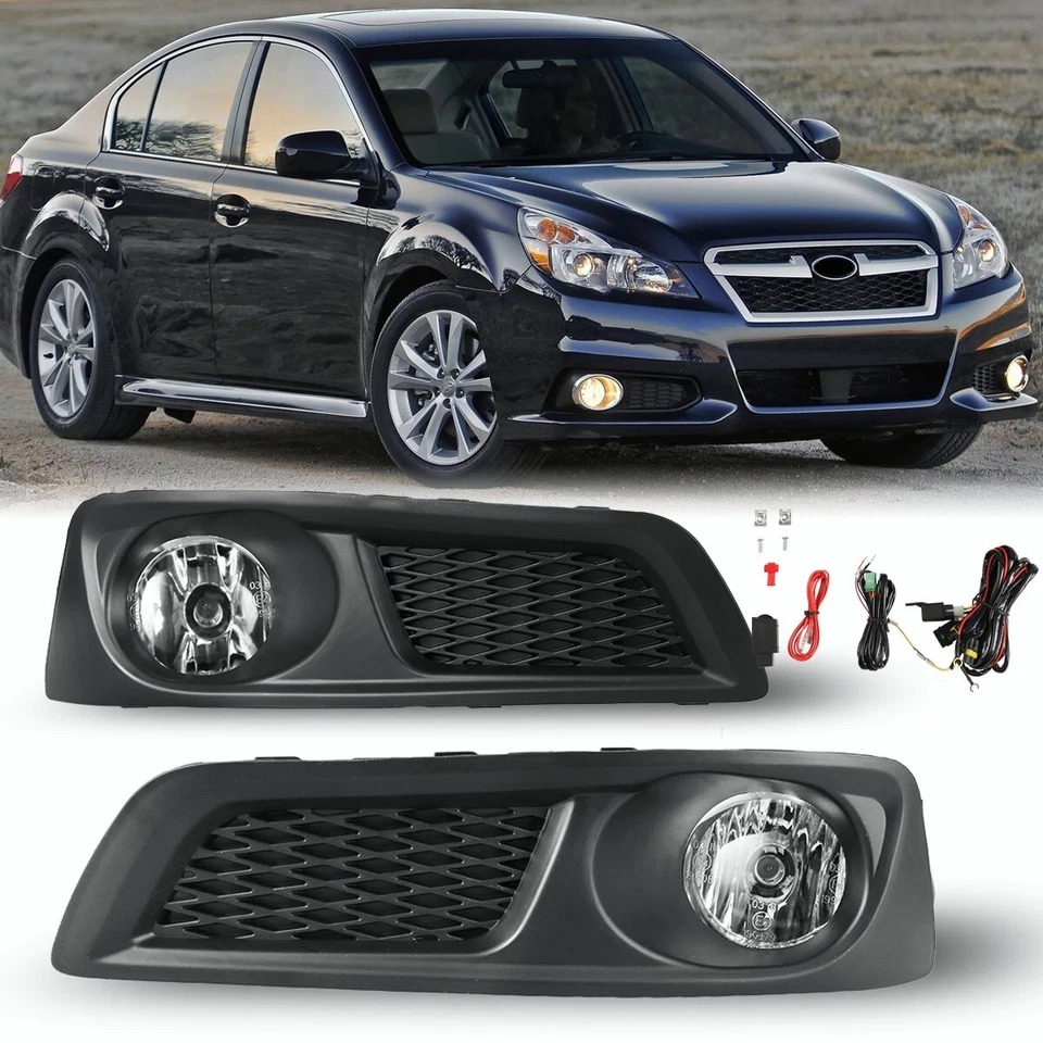 For 2010 2011 2012 Subaru Legacy Fog Lights Lamp Clear Lens Complete Kit +Wiring - Image 1 of 4