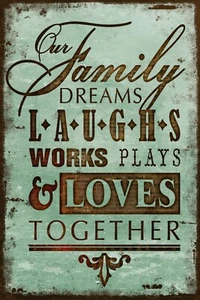 Family Dreams Quote, Vintage Look New Metal Sign, Plaque, Fun Home Decor - Picture 1 of 5