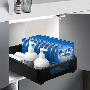 Kitchen Cabinet Pull Out Slide Drawer Shelf Organiser Rack Storage Holder Black - Picture 1 of 10