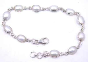 6.5 GM Natürlich Perlenarmband 925 Solid Sterling Silber Armband Size-8.2 " - Bild 1 von 3