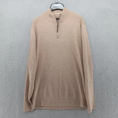 SmartWool Sweater Mens Medium Beige Brown Sparwood 1/4 Zip Mock Neck Merino - Image 1 of 4