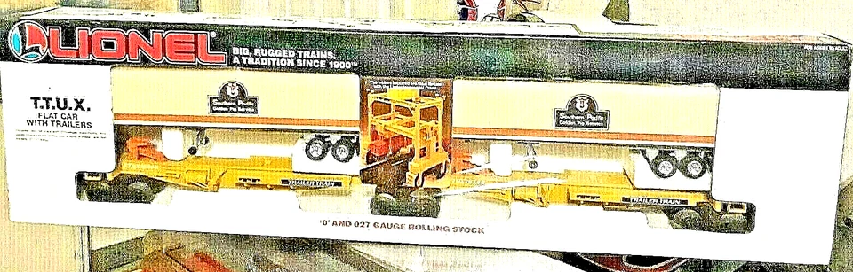 Lionel's-TT.U.X. Spine Cars w/ 2 CORRECT TRAILERS-1990'S-#16345-O gauge-Read On! - Image 1 of 1
