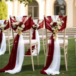 Juego de fajas de silla de gasa brillante marco gasa cubierta de silla de boda cinta boda - Imagen 1 de 41