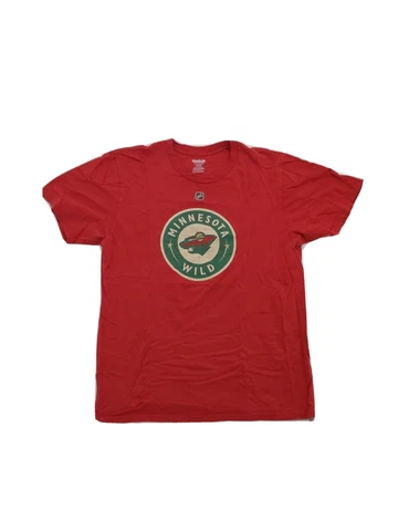 Men's Reebok Minnesota Wild Zach Parise T Shirt NHL Hockey Crew Neck Red Large Cover