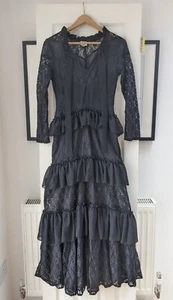 Full-length Lace Ruffle Maxi Dress - Black - Petite 10 - Used, worn once - Picture 1 of 5
