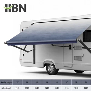 HBN RV Awning Replacement Fabric 12'-20' ft RV Camper Trailer Vinyl Fabric Blue - Picture 1 of 7
