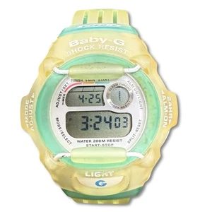 Casio Baby-G BG-370 Digital Watch Yellow Green Shock Resist Works G-lide READ - Picture 1 of 11