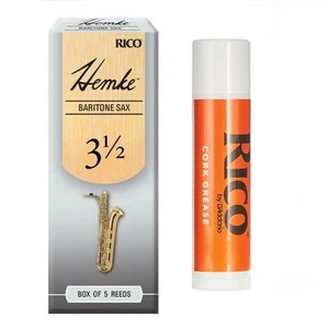 Rico Hemke Baritone Saxophone Box of 5 Reeds Strength 3 1/2 + Cork Grease - Picture 1 of 3