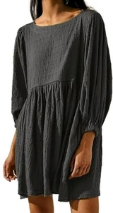 Glamaker Women's Flowy Tunic Dress Puff Sleeve Mini Dress Size XL Gray - Picture 1 of 2