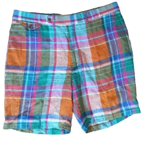 Polo Golf Ralph Lauren Lino Arancione Pantaloncini a Quadri Taglia 36 - Foto 1 di 4
