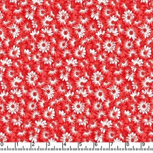 Feline Drive Fabric SUNSHINE FLOWERS Red - Fat Quarter (18"x22") FQ - Picture 1 of 8