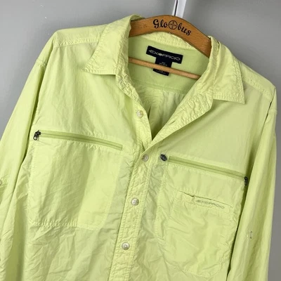 Exofficio Mens Air Strip Shirt L Lime Green Long Sleeve Outdoors Hiking Travel - Image 1 of 4