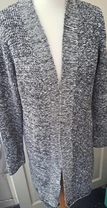 BNWT Peter Hahn Long,Open, Black and White 100% Cotton Cardigan.Size 14 - Picture 1 of 6