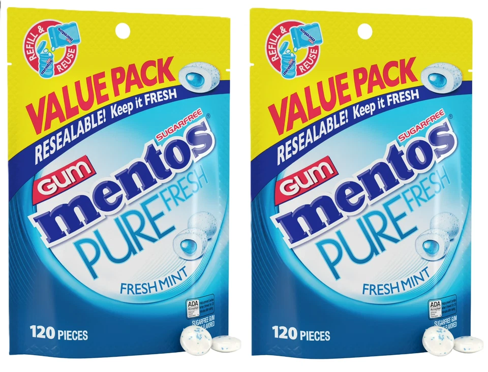 Mentos Pure Fresh Mint Sugar Free Gum Extra Value Pack, 120 Count Bag - Image 1 of 1