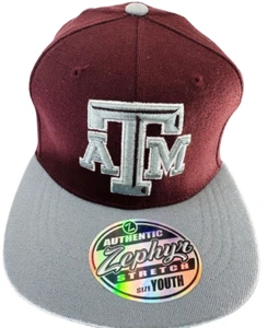 Zephyr Youth Texas A&M Aggies Pickoff Stretch Fit Cap- Maroon/Gray, One Size - Picture 1 of 11