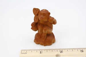 Mono sentado Okimono - boj tallado japonés - Imagen 1 de 5