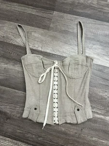 D&G Dolce and Gabbana Linen Bustier Lace Up Corset Top - Picture 1 of 7