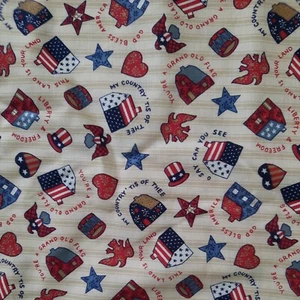 RARE Vintage Cotton Fabric 44" X 41" The Kesslers Concord Americana Flag Eagle - Picture 1 of 9