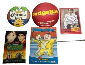5 Vintage Pin Back Buttons Family Guy Corona Milan Seinfeld Dodgeball Advertise - Picture 1 of 9