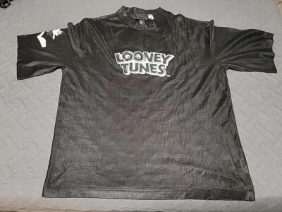 H & M Warner Bros Looney Tunes JERSEY SHIRT Men's Medium Mesh Black White Used Foto 1 de 4