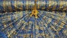 Fabric Sold By The Yard Royal Blue Lace Gold Glitter Sparkly Fashion Shine Geome