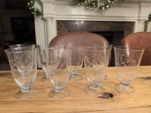 Lenox Heather Clear Handcut Etched Glass Drinking Tumblers 15oz Set Of 8 - Picture 1 of 7