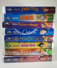 Walt Disney Black Diamond VHS Tape Lot of 8 Bambi Aladdin Dumbo Peter Pan TESTED