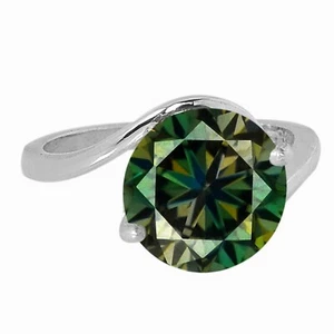 2,90Kt Runden Form 100% Natürlich Grünlich Gelb Diamant Damen Ring Im 585er Gold - Bild 1 von 3
