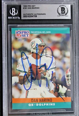 Dan Marino Miami Dolphins HOF Autographed Signed 1990 Pro Set Card #181 BAS - Image 1 of 3