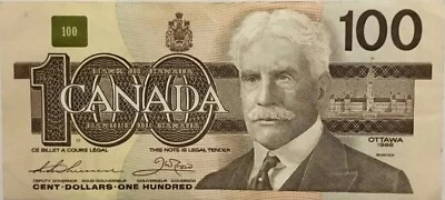 Canada 100 Dollars 1988 Borden Vintage￼ Memorabilia￼ Circulated. Single Bill - Image 1 of 2