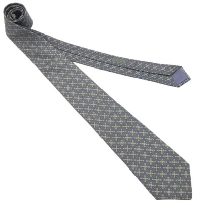 Corbata HERMES Gris Seda Logo Vendedor de Japón N1210 41 Hecha en Francia Foto 1 de 4