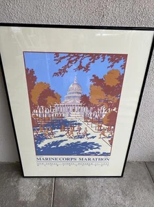 Vintage 1994 Marine Corps Marathon Poster Numbered and Signed 19th Annual Framed - Picture 1 of 10