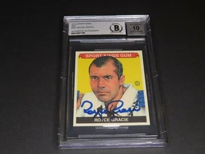 Mini tarjeta de goma Royce Gracie 2010 firmada por los Sport Kings #161 automática Beckett bajo certificado de autenticidad 1A - Imagen 1 de 7